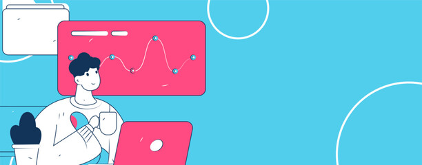 Flat vector illustration of business people operating work scene
