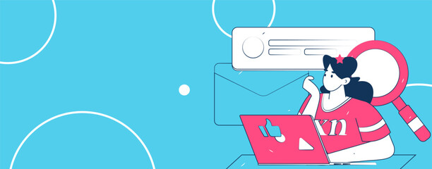 Flat vector illustration of business people operating work scene
