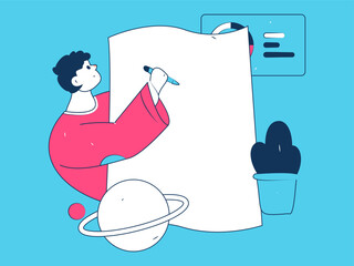 Flat vector illustration of business people operating work scene
