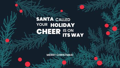 Merry Christmas greeting card, holiday background. Modern beautiful Xmas design with typography, web banner, brush strokes and snowflakes. Minimal art, poster, cover, template in green red blue colors