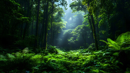 Obraz premium Lush Green Forest Background Image