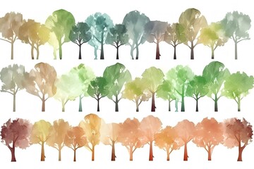 set of trees in colors