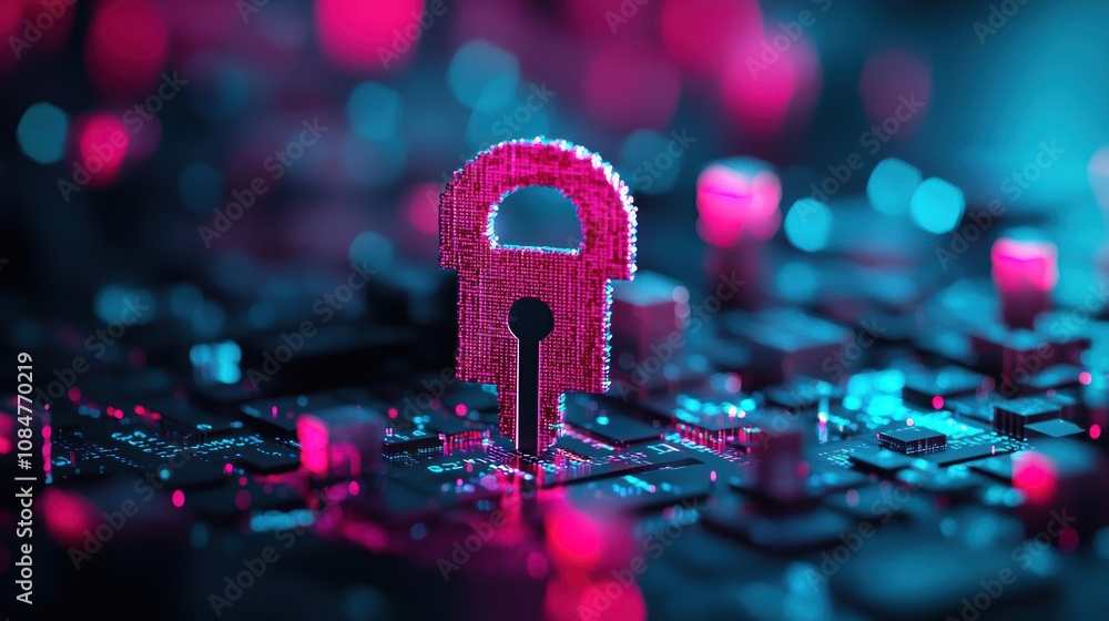 Poster a symbolic image of a key unlocking a padlock on a digital device, representing the decryption proce