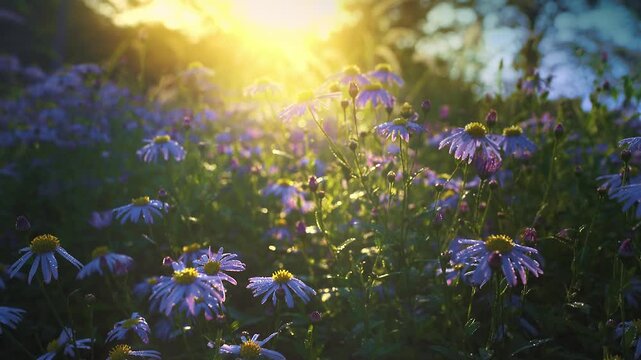 Bright colorful daisy flowers in the morning