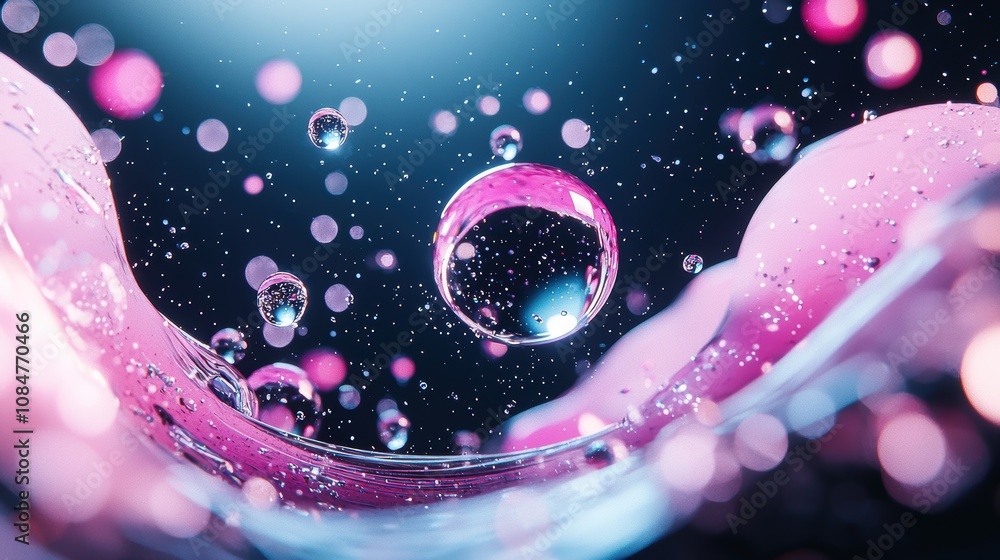 Aufkleber close up of iridescent oil bubbles suspended in water, creating a mesmerizing abstract pattern with 