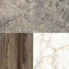 Creative patchwork pattern stone wood ceramic wallpaper design. Patchwork.