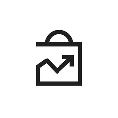 Obraz premium Logo arrow growth bag line stroke with blank background