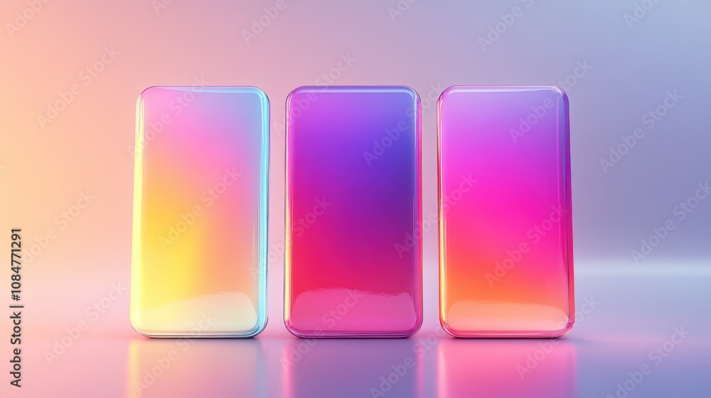 Poster a frosted glassmorphism panel featuring soft shadows and a gradient backdrop, perfect for contempora