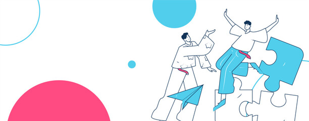 Flat vector illustration of business people operating work scene
