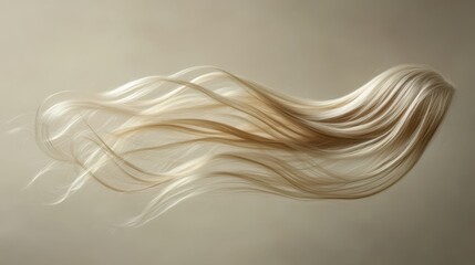A delicate strand of hair lies softly against a neutral backdrop, highlighting its distinctive texture and hue, ideal for beauty and styling inspirations