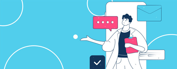 Flat vector illustration of business people operating work scene
