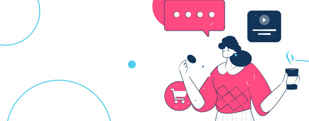 Flat vector illustration of business people operating work scene
