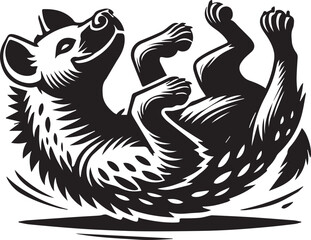 Obraz premium A playful hyena rolling on its back silhouette
