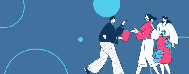 Flat vector illustration of business people operating work scene
