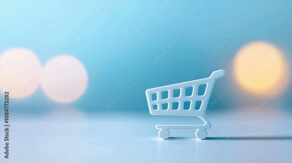 Aufkleber a shopping cart icon with a computer or mobile device in the background, representing online shoppin