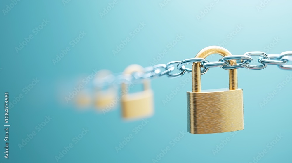 Poster a group of interconnected padlock icons forming a chain, representing layers of security and data pr