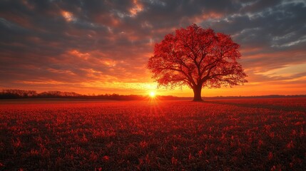 Solitary Tree at Sunset