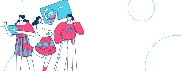 Flat vector illustration of business people operating work scene
