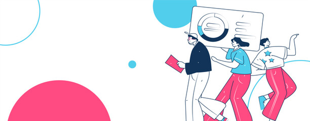 Flat vector illustration of business people operating work scene
