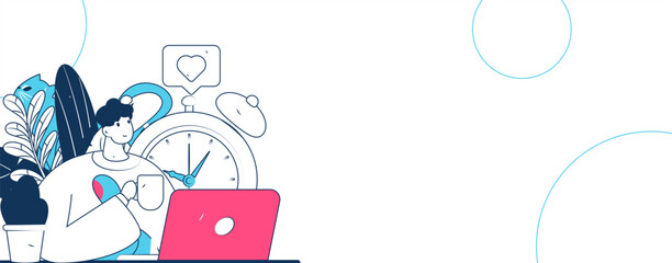 Flat vector illustration of business people operating work scene
