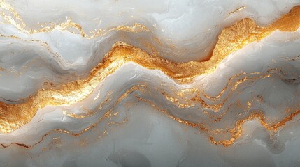 Abstract design featuring flowing white and gold textures.