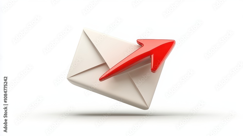 Poster 3d envelope icon with an arrow representing message delivery, perfect for communication, set against