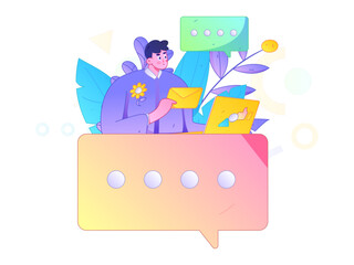 Flat vector illustration of business people operating work scene
