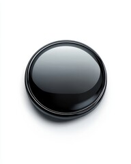 A sleek, modern button design with a glossy finish on a white background, ideal for various projects.