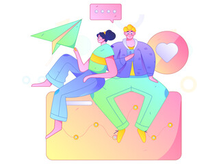 Flat vector illustration of business people operating work scene
