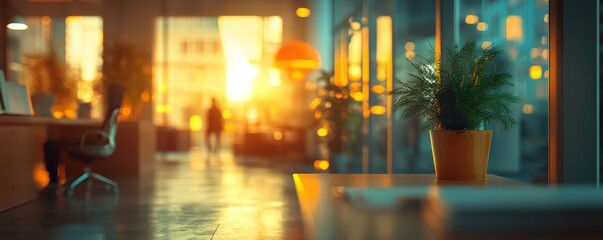 Business office with blurred people casual wear, with blurred bokeh background