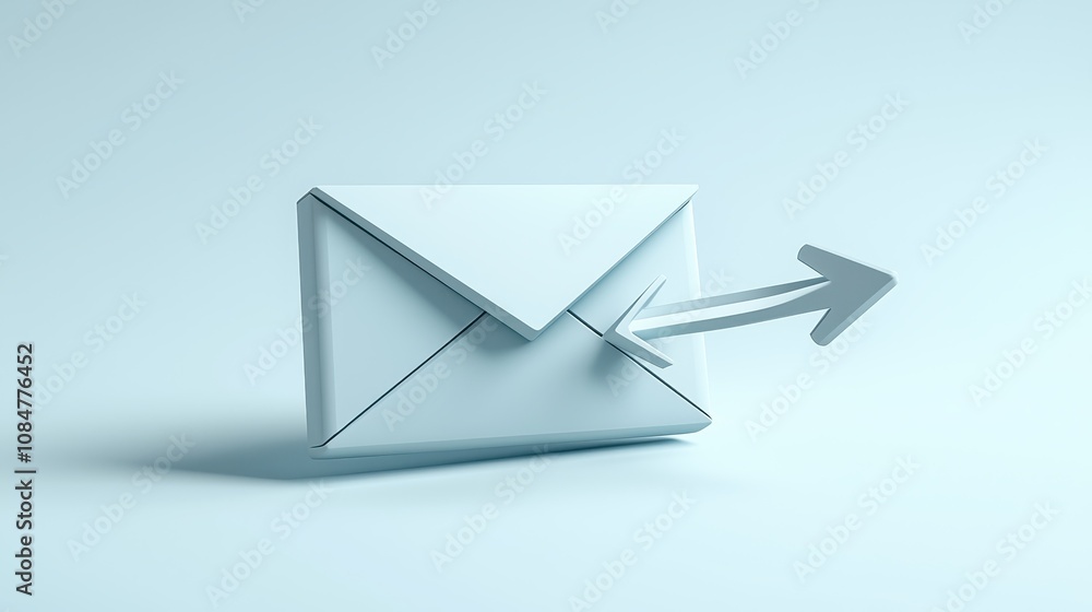 Poster 3d envelope icon with an arrow representing message delivery, perfect for communication, set against