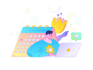 Flat vector illustration of business people operating work scene
