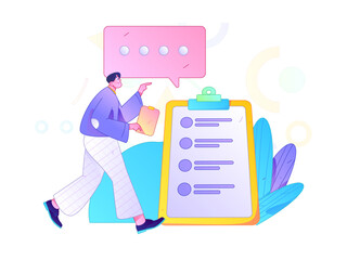 Flat vector illustration of business people operating work scene
