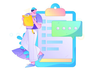 Flat vector illustration of business people operating work scene
