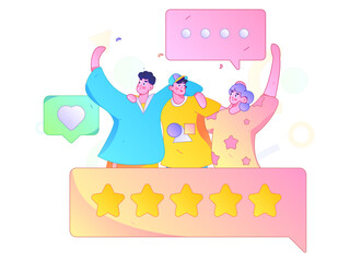 Flat vector illustration of business people operating work scene
