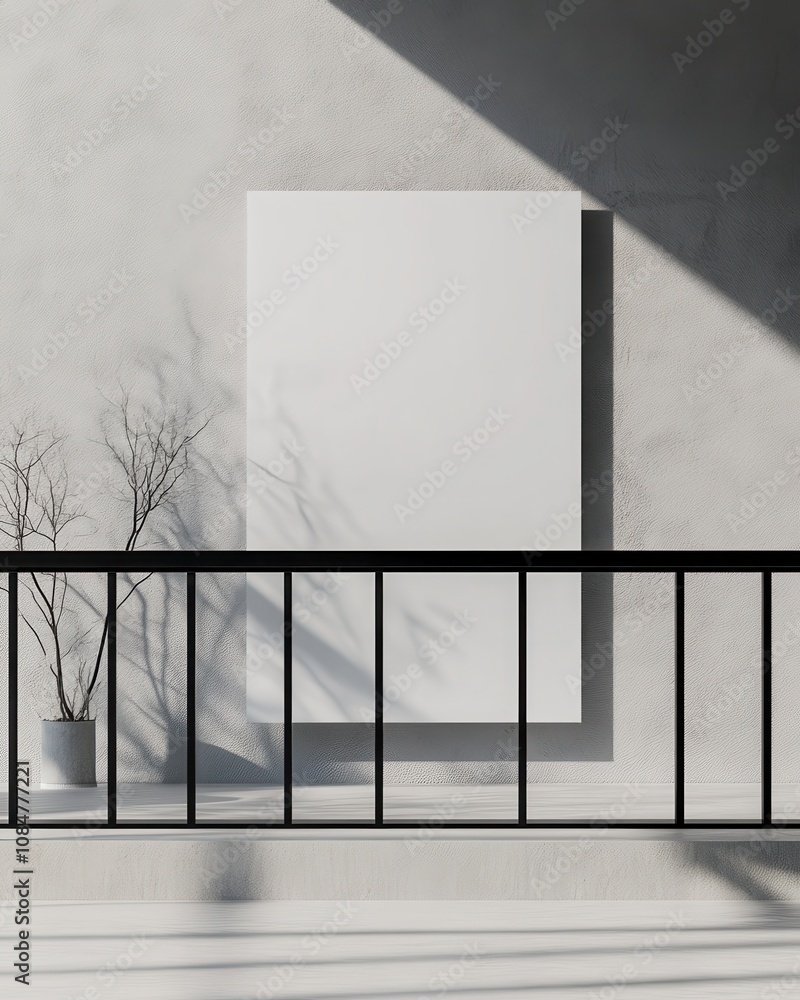 Poster a modern railing poster mockup featuring a minimalist design and generous space for text, perfect fo