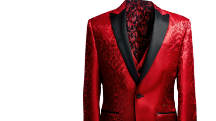 Red tuxedo suit mockup on white transparent background

