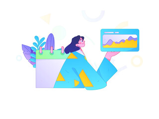 Flat vector illustration of business people operating work scene
