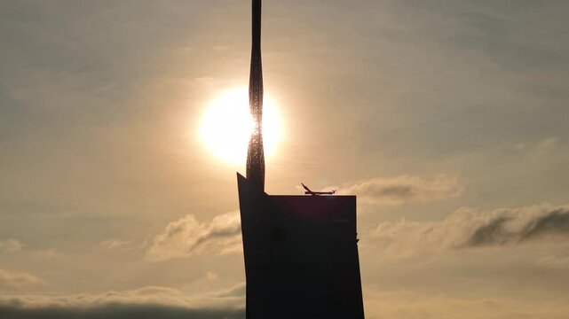 aerial Kuala Lumpur clear sunrise with lowcloud downtown area