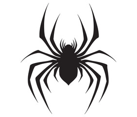 Black cartoon spider silhouette isolated on white background, Arachnid silhouette icon