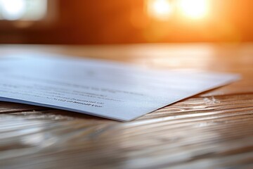 A piece of paper with writing on it is laying on a wooden table