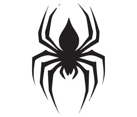 Black cartoon spider silhouette isolated on white background, Arachnid silhouette icon