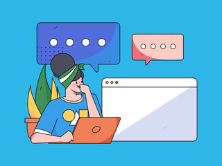 Flat vector illustration of business people operating work scene
