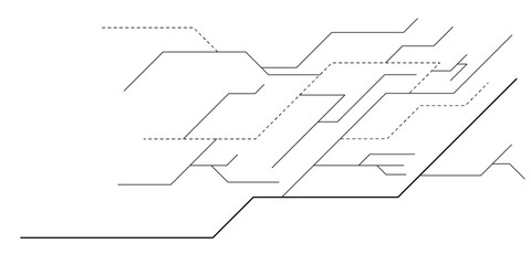 Vector Technology black circuit diagram concept. Abstract technology on white background. High-tech circuit board.