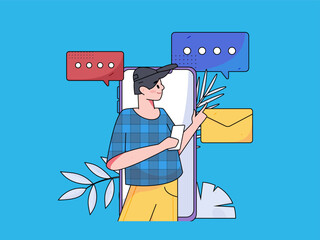 Flat vector illustration of business people operating work scene
