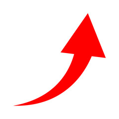 矢印 斜め方向 上 上昇 イメージ 赤