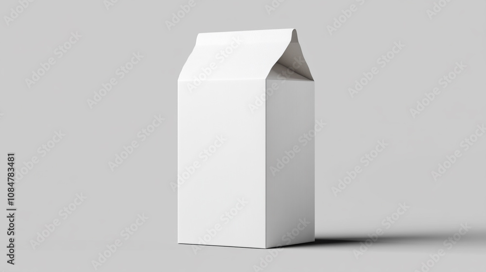 Aufkleber simple white milk carton displayed on a grey background emphasizing minimalistic design elements