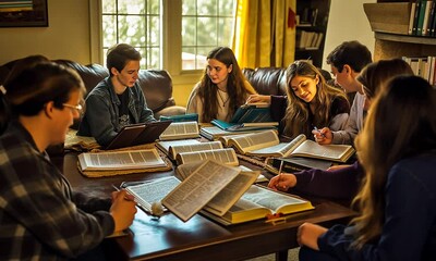 Small Group Joyfully Studying the Bible