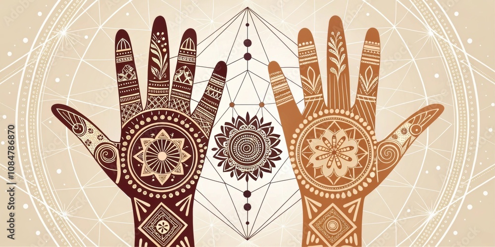 Poster abstract ss a more abstract approach with hands showing henna patterns where ss take on geometric sh
