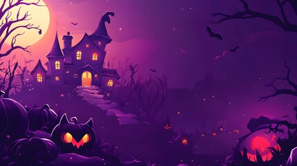 Spooky Halloween Background with Pumpkins